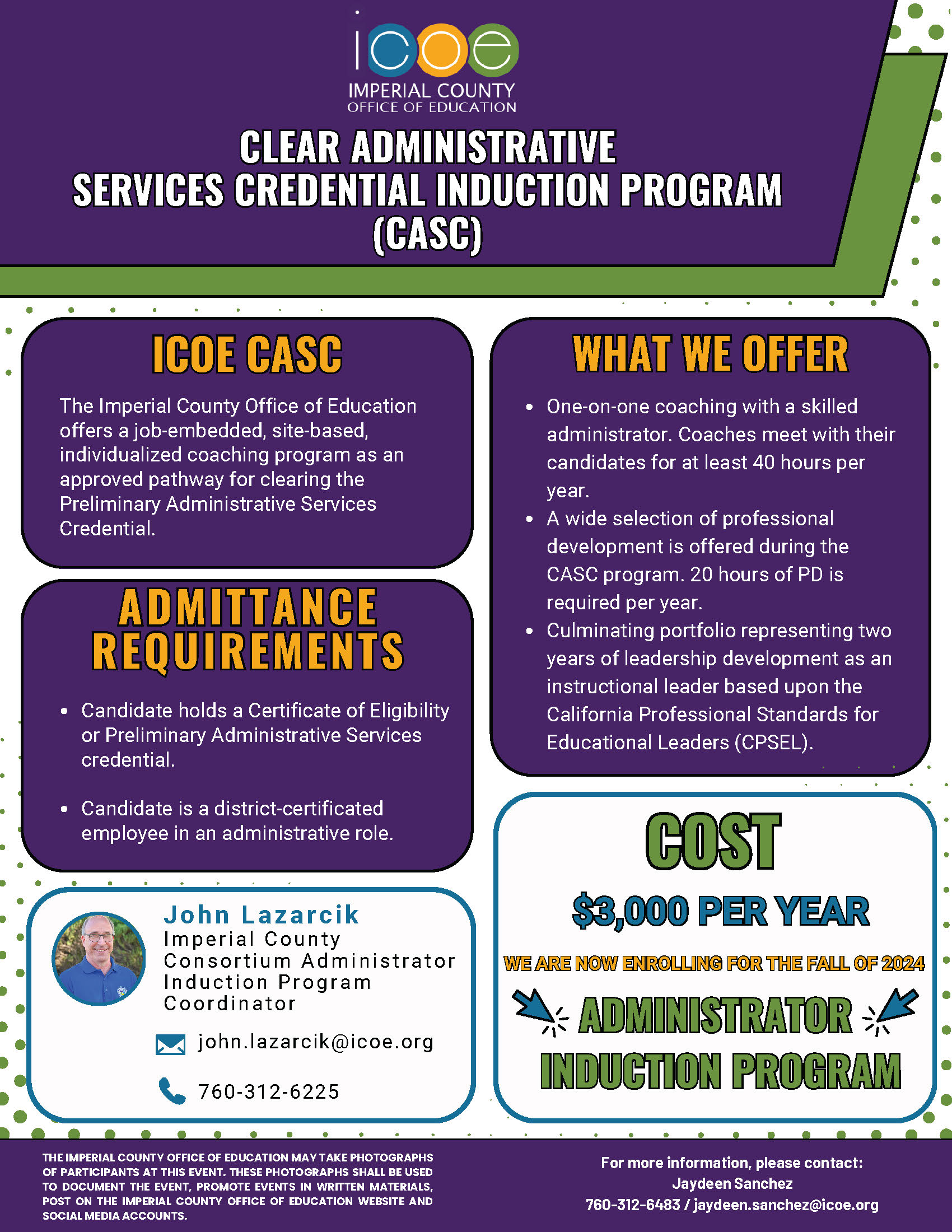 Clear Administrative Services Credential Induction Program (CASC) Flyer
