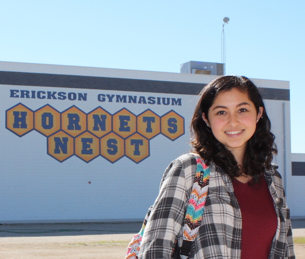 Girl in front of Calipatria Gym