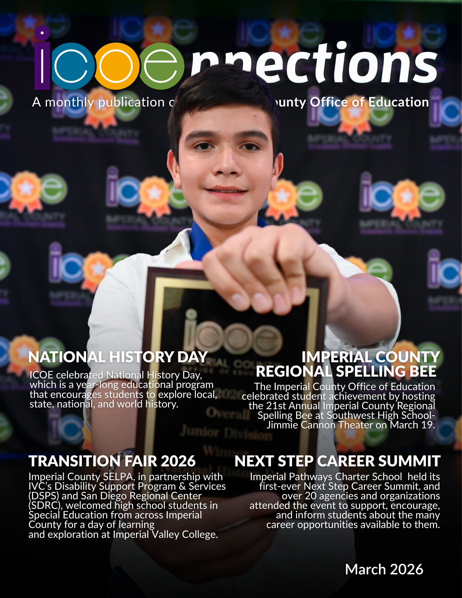 Student holding a plaque