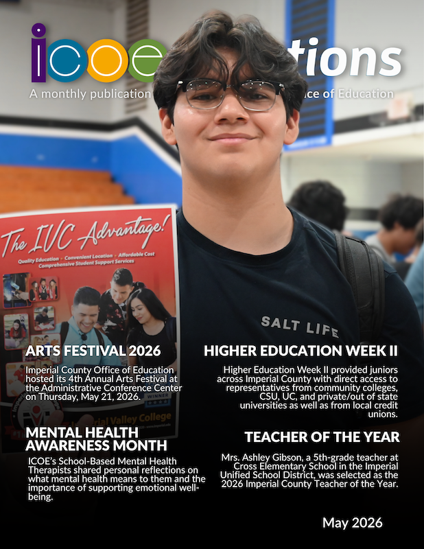Boy holding a college magazine