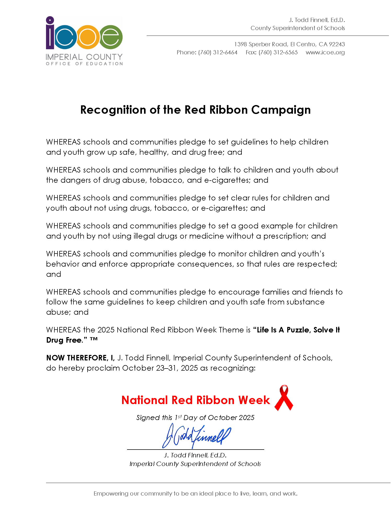 2025 Red Ribbon Proclamation