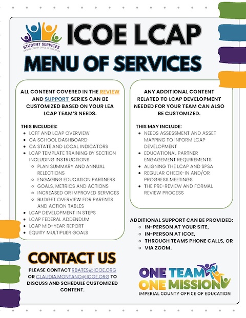 ICOE LCAP Menu of Services