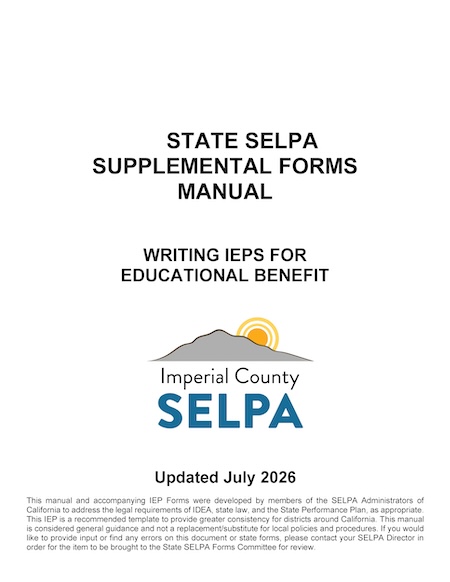 State SELPA Supplemental Forms Manual - Updated July 2026