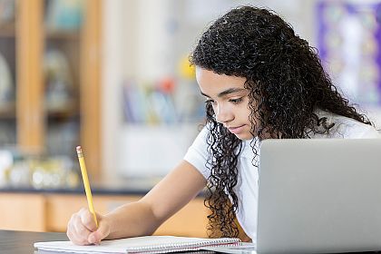 Girl taking test