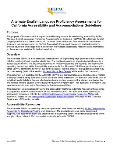Alternate English Language Proficiency Guidelines Image