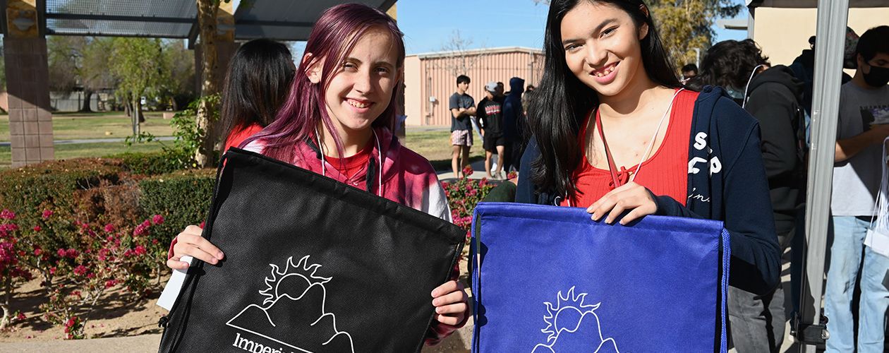 Students at the transitional fair with SELPA backpacks 